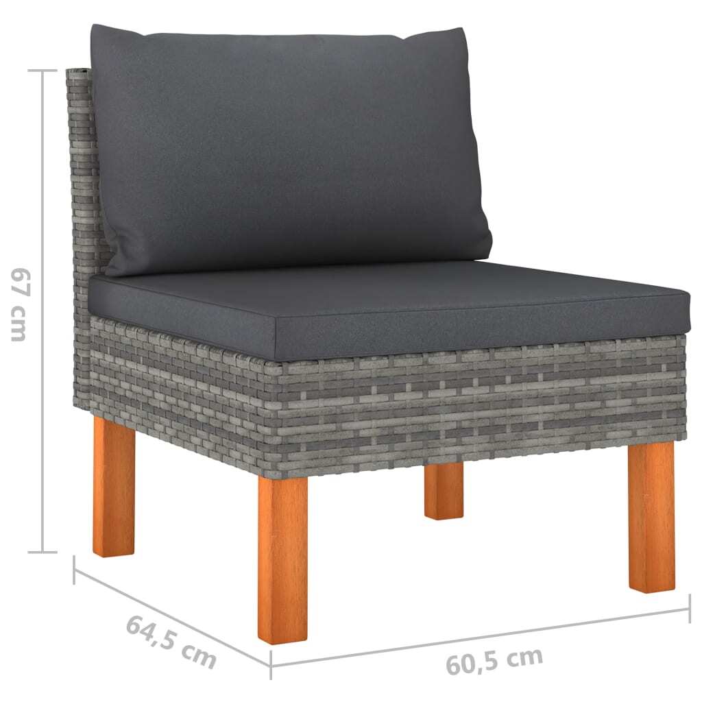 12 Piece Patio Lounge Set with Cushions Poly Rattan Gray