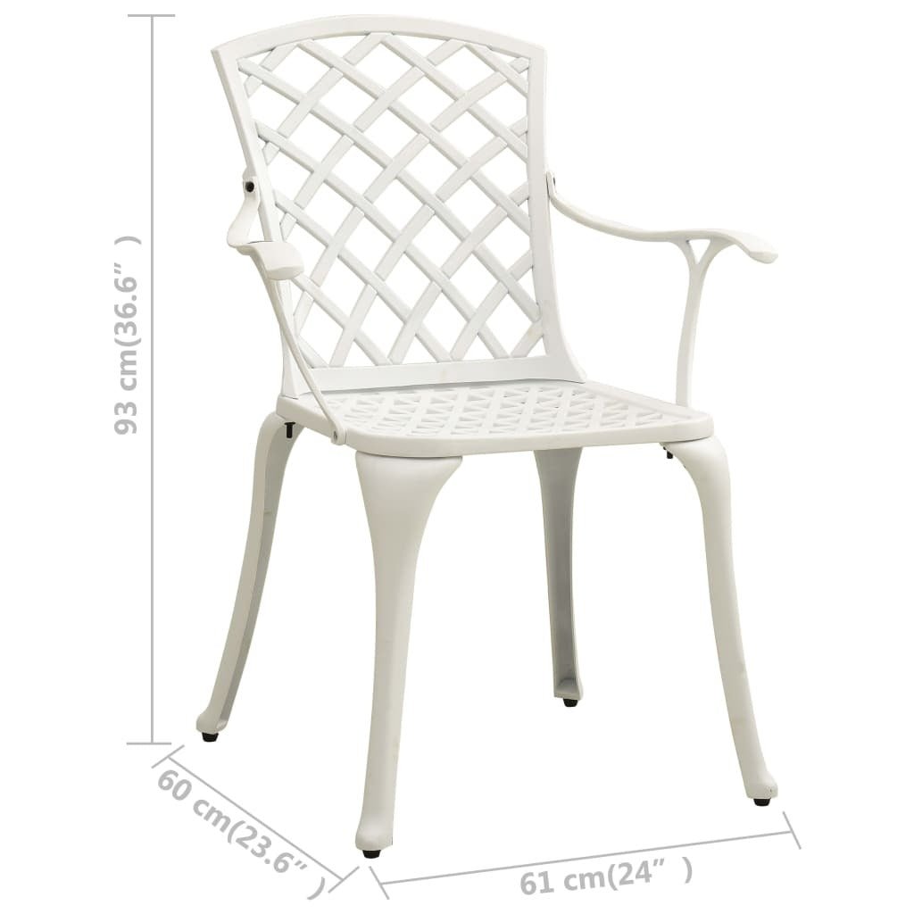 Garden Chair Set of 2 White Cast Aluminum Medium Durable - Galactic capuchin