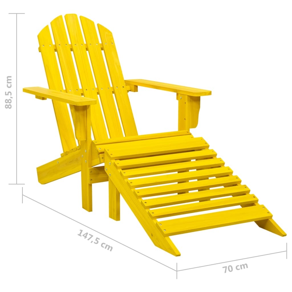 Patio Adirondack Chair with Ottoman Solid Fir Wood Yellow
