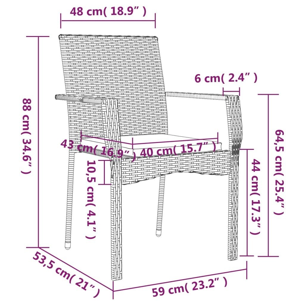Patio Chairs with Cushions 4 pcs Poly Rattan Gray - Galactic capuchin