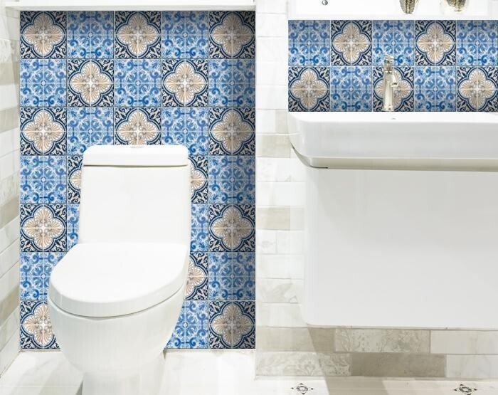 5" X 5" Blue Taupe Tobi Peel And Stick Tiles - Galactic capuchin