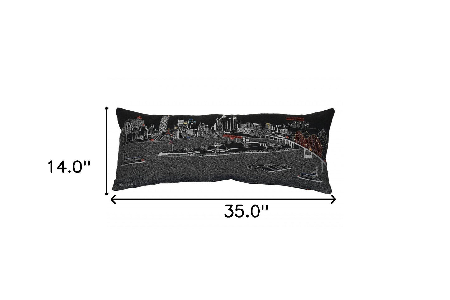 35" Black Memphis Nighttime Skyline Lumbar Decorative Pillow - Galactic capuchin