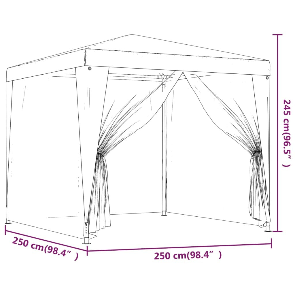 Party Tent with 4 Mesh Sidewalls 8.2'x8.2'White