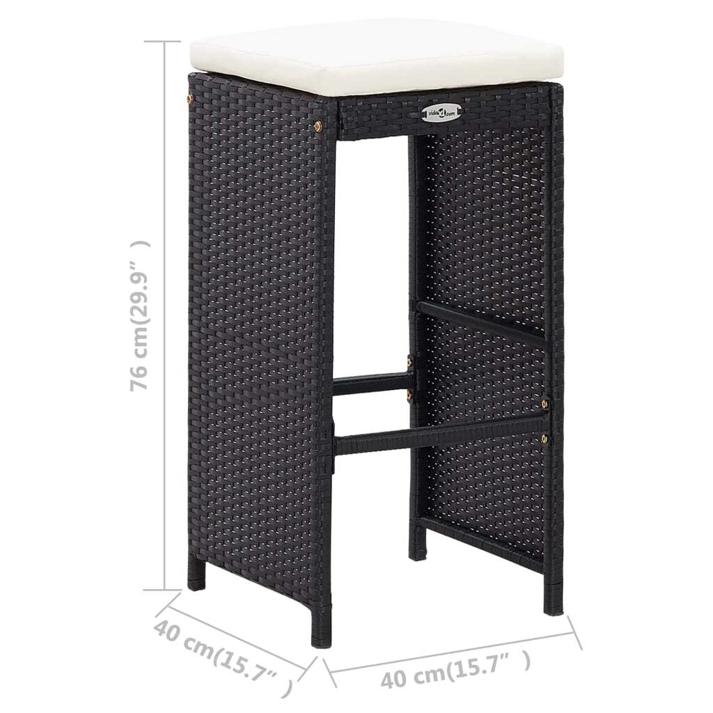 5 Piece Patio Bar Set Poly Rattan and Glass Black