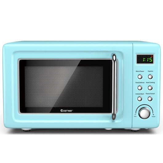 700W Retro Countertop Microwave Oven with 5 Micro Power and Auto Cooking Function - Green - Color: Green - Galactic capuchin