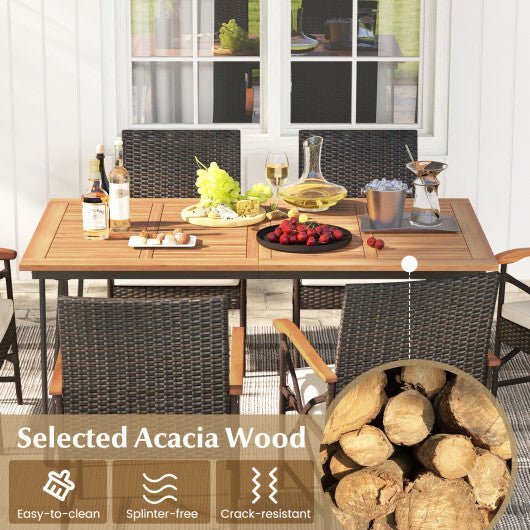 7 Pieces Outdoor Dining Furniture Set for Porch Backyard Garden Poolside - Galactic capuchin