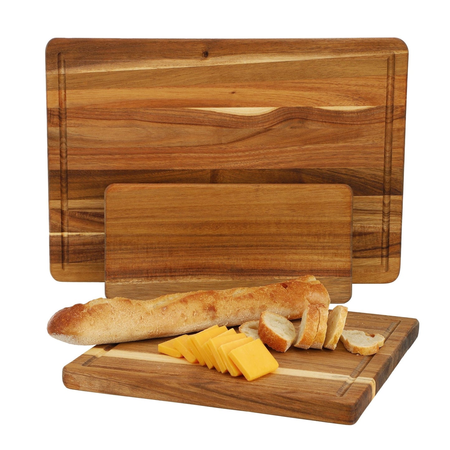 MegaChef 3 Piece Acacia Wood Cutting, Prep and Serving Boards - Galactic capuchin