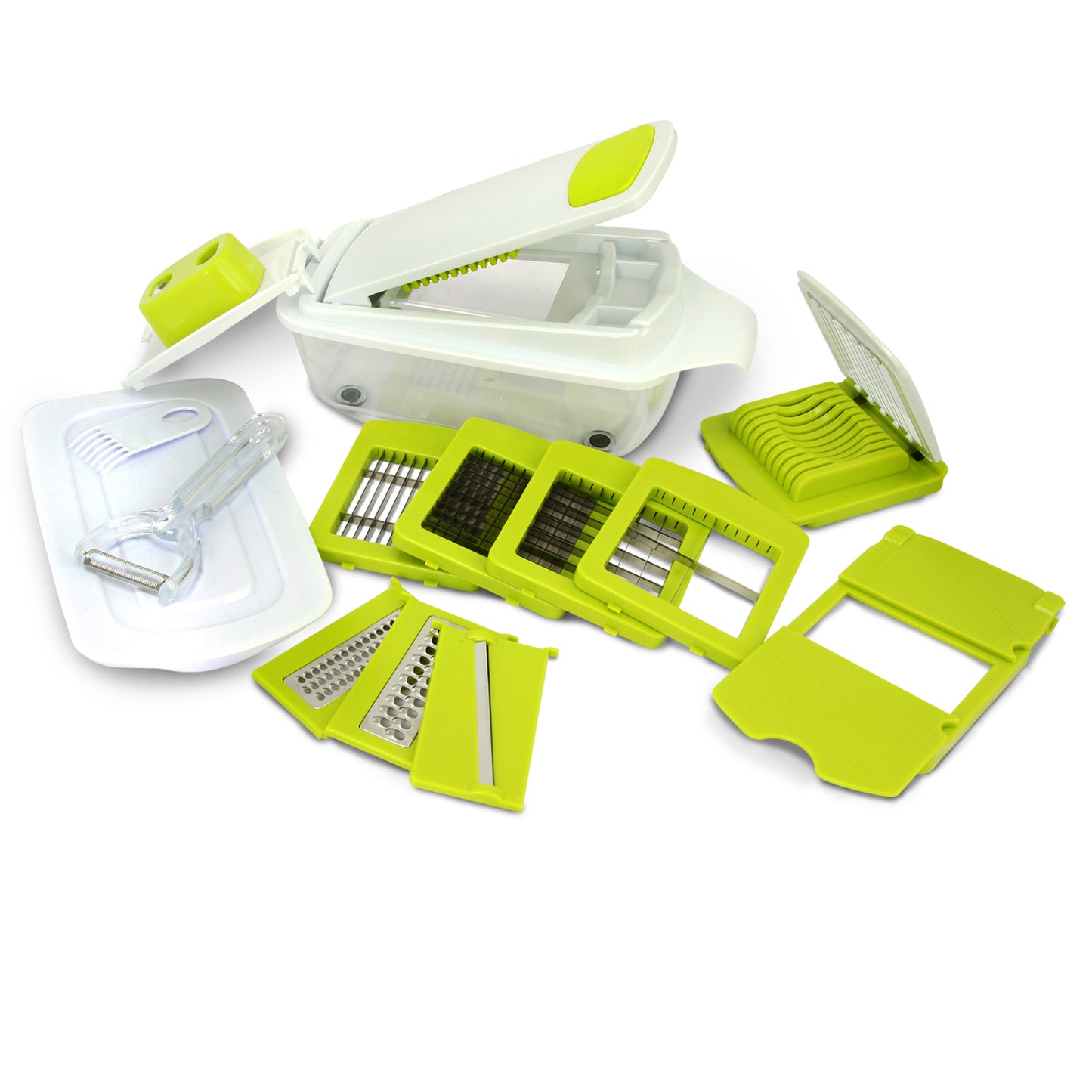 MegaChef 8 - in - 1 Multi - Use Slicer Dicer and Chopper with Interchangeable Blades, Vegetable and Fruit Peeler and Soft Slicer - Galactic capuchin