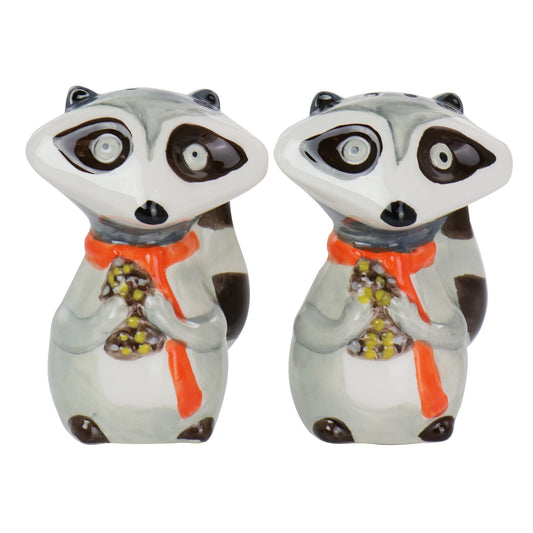 Gibson Home Woodland Raccoon 2 Piece Hard Dolomite Salt and Pepper Set - Galactic capuchin