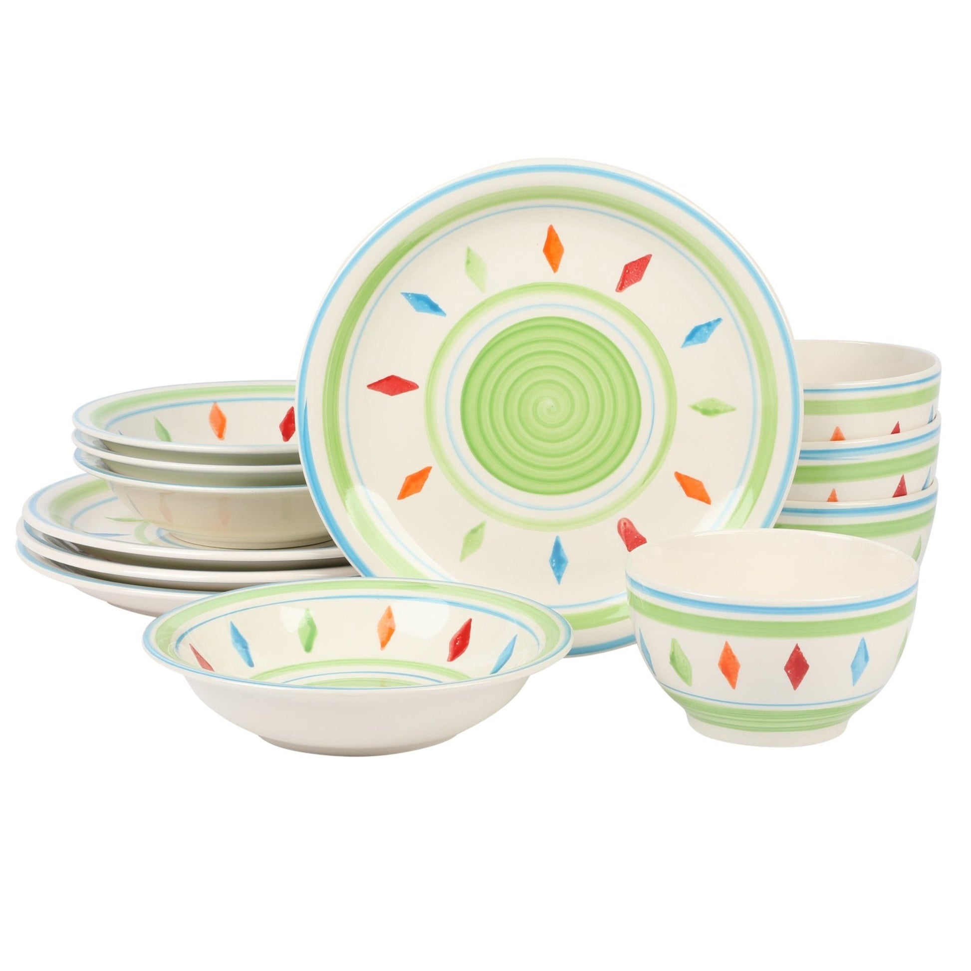 Gibson Home Heidy 12 Piece Durastone Dinnerware Set - Galactic capuchin