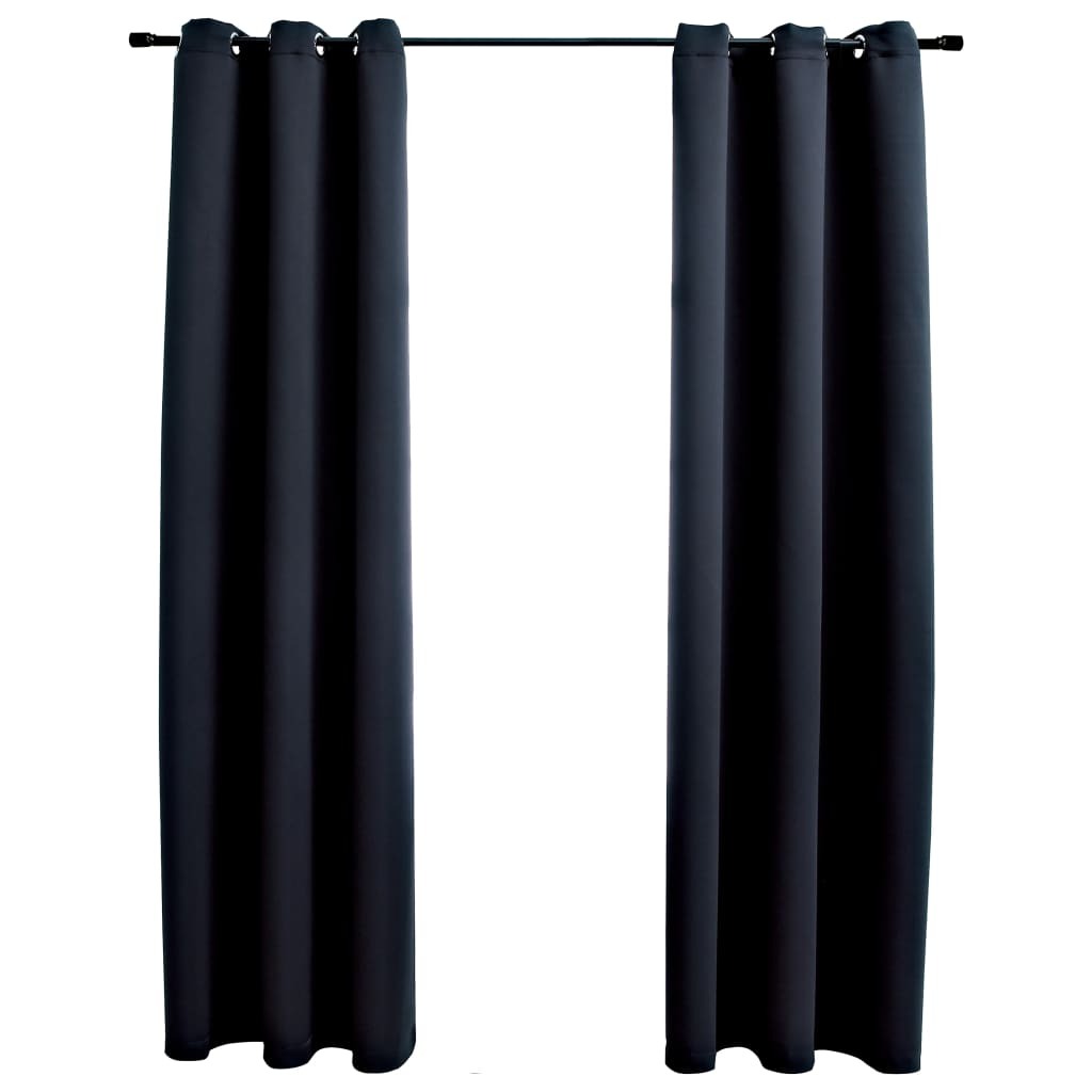 Blackout Curtains with Rings 2 pcs Black 37"x95" Fabric - Galactic capuchin