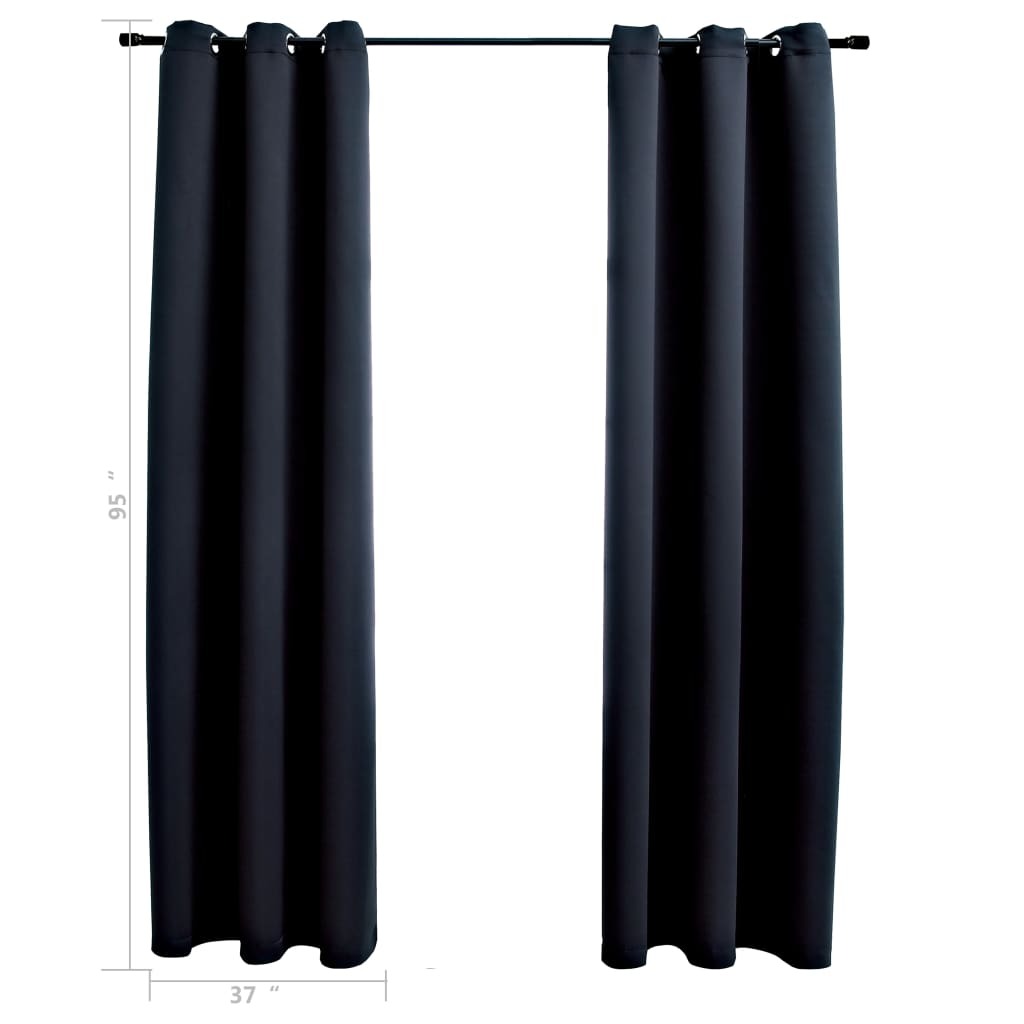 Blackout Curtains with Rings 2 pcs Black 37"x95" Fabric - Galactic capuchin