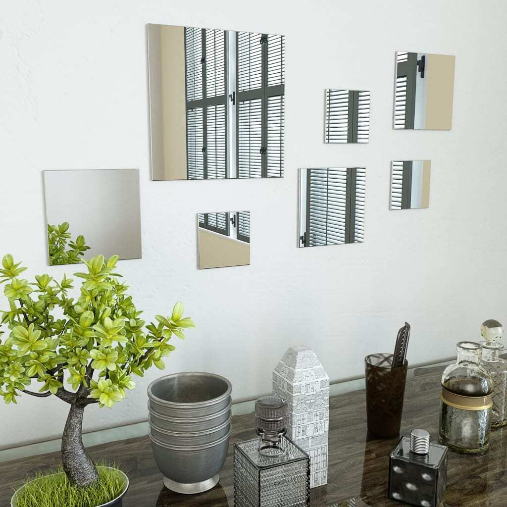 Wall Mirror Set of 7 Transparent Glass Small Decorative Inlays - Galactic capuchin