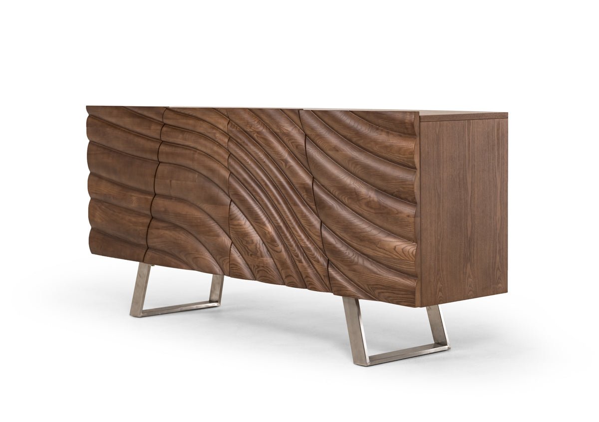 71" Natural Brown Solid Wood Sideboard with Four Doors - Galactic capuchin