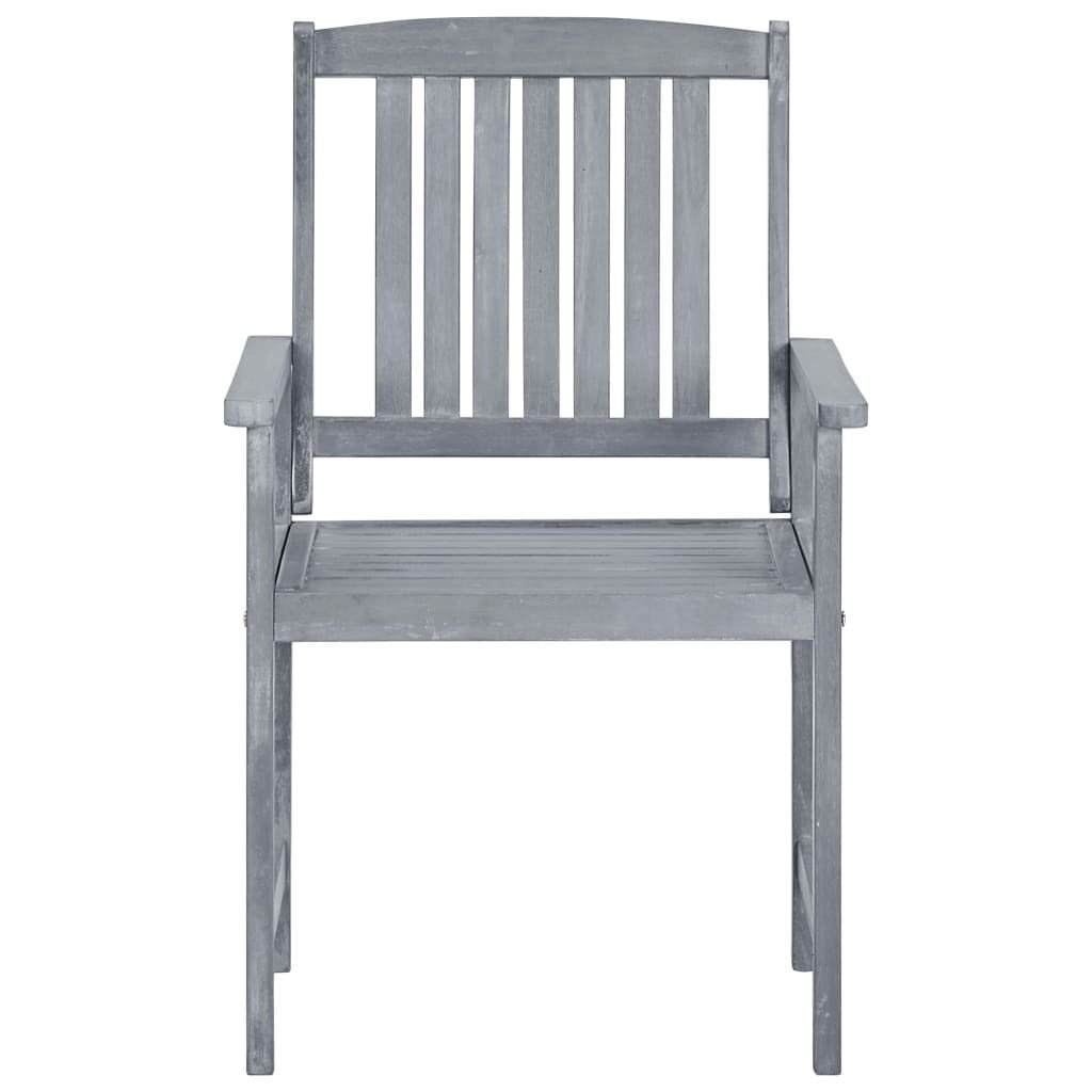 Patio Chairs with Cushions 4 pcs Gray Solid Acacia Wood - Galactic capuchin