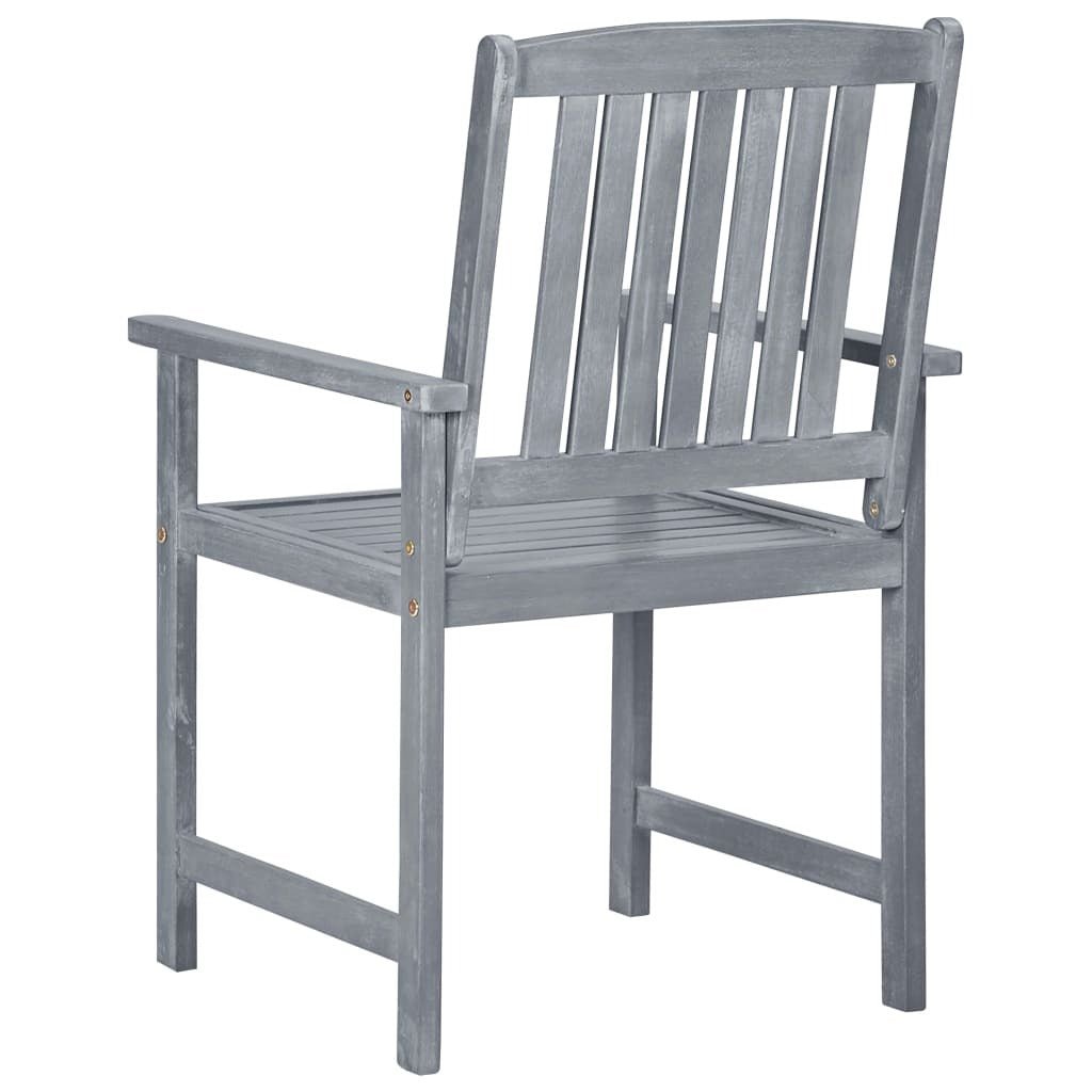 Patio Chairs with Cushions 4 pcs Gray Solid Acacia Wood - Galactic capuchin
