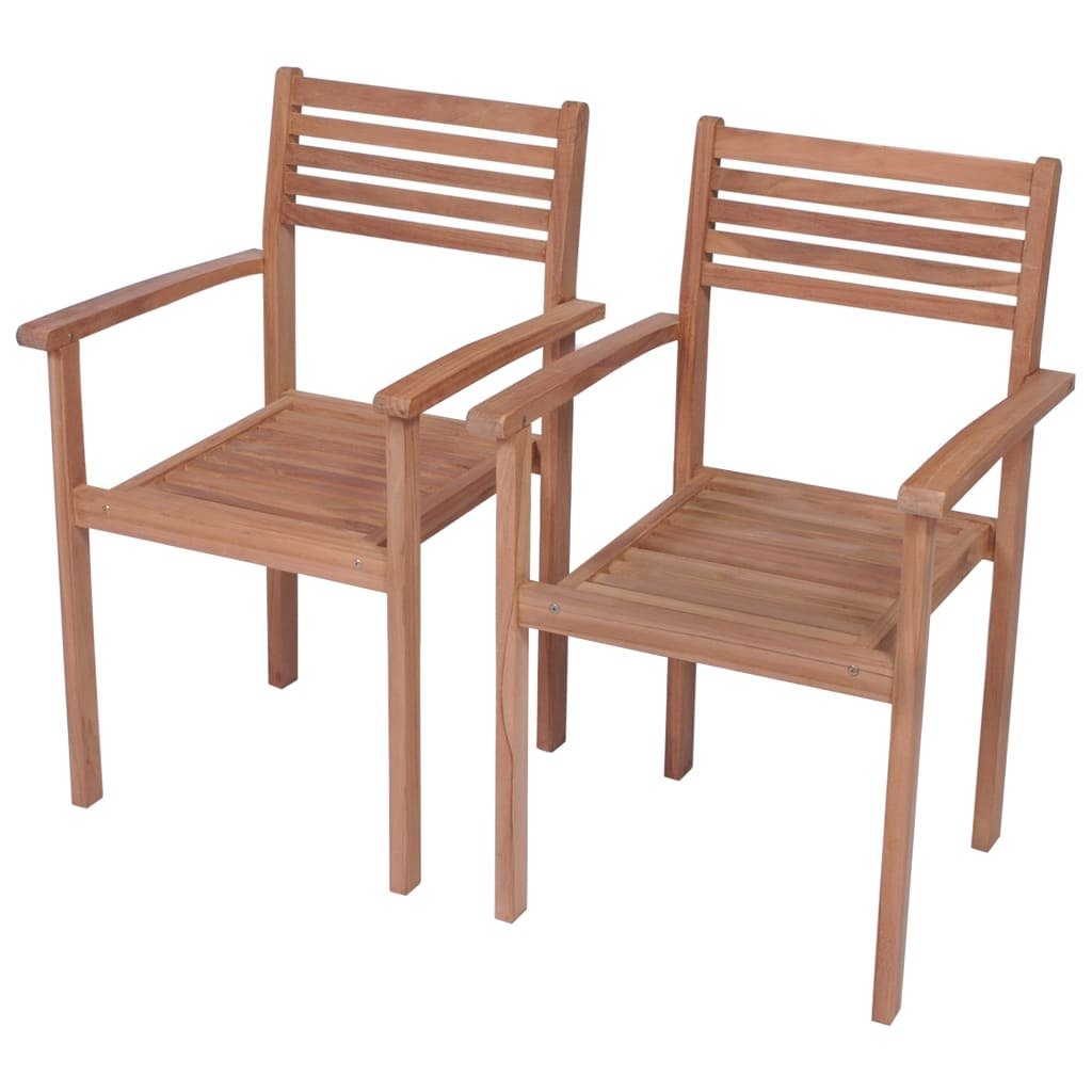 Patio Chairs 2 pcs with Cream White Cushions Solid Teak Wood - Galactic capuchin