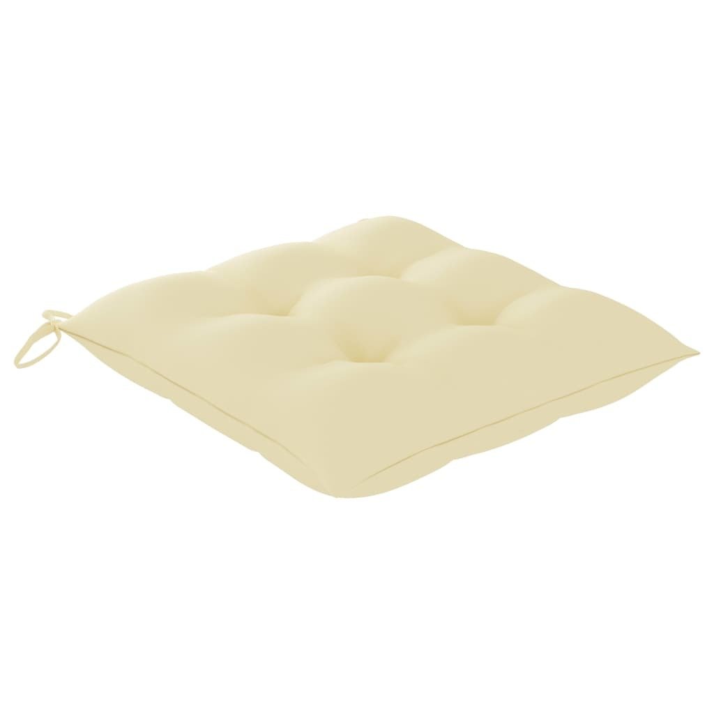 Patio Chairs 2 pcs with Cream White Cushions Solid Teak Wood - Galactic capuchin