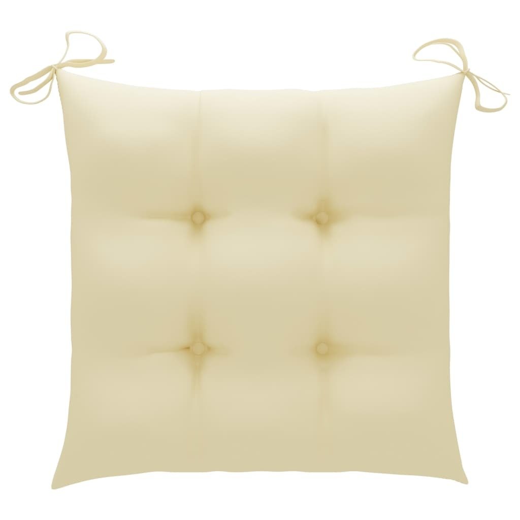 Patio Chairs 2 pcs with Cream White Cushions Solid Teak Wood - Galactic capuchin