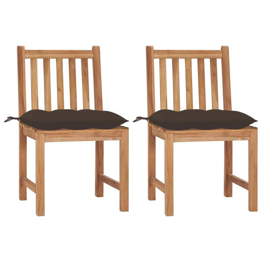 Patio Chairs 2 pcs with Cushions Solid Teak Wood - Galactic capuchin