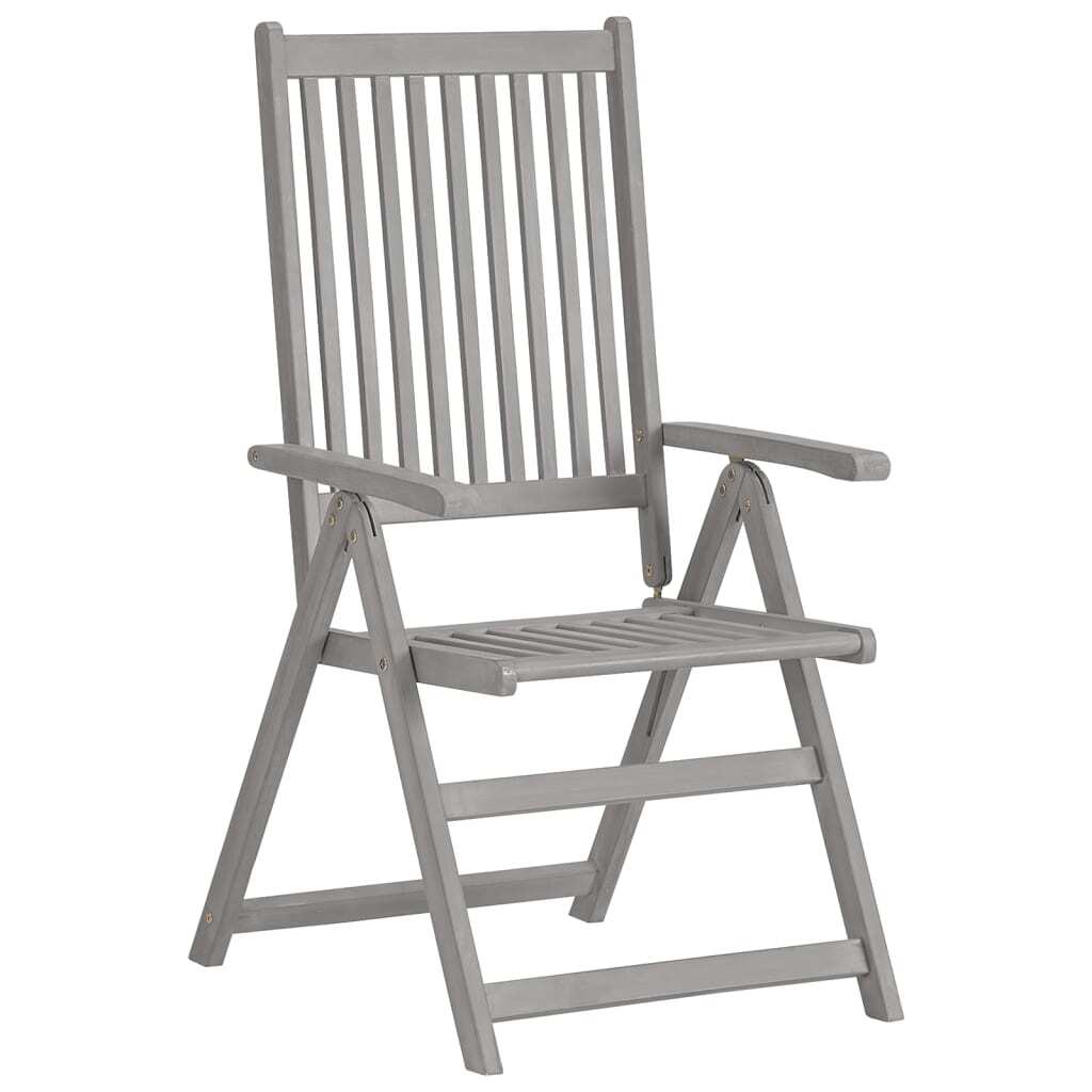 Patio Reclining Chairs 3 pcs with Cushions Solid Acacia Wood - Galactic capuchin