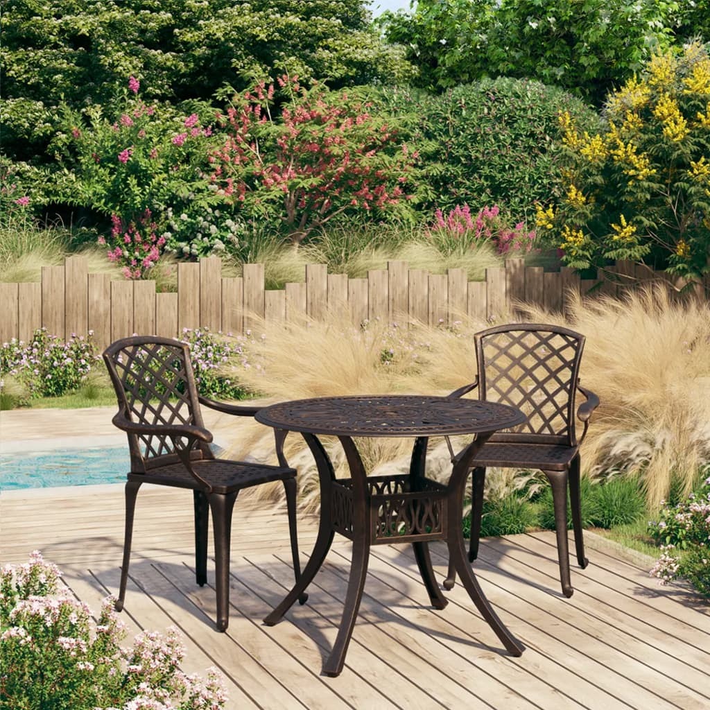 3 Piece Bistro Set Cast Aluminum Bronze - Galactic capuchin