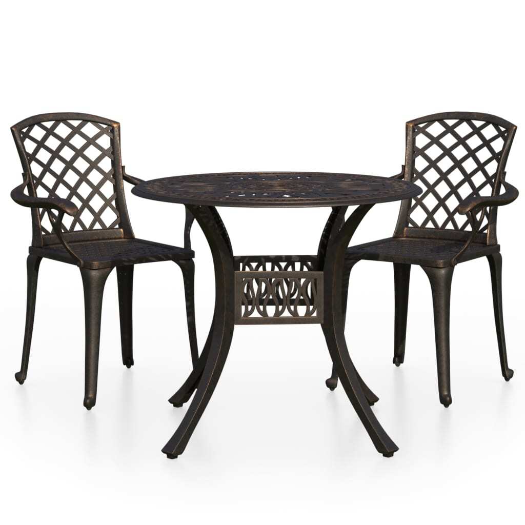 3 Piece Bistro Set Cast Aluminum Bronze - Galactic capuchin