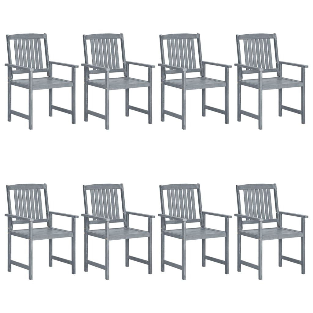 Patio Chairs with Cushions 8 pcs Solid Acacia Wood Gray - Galactic capuchin