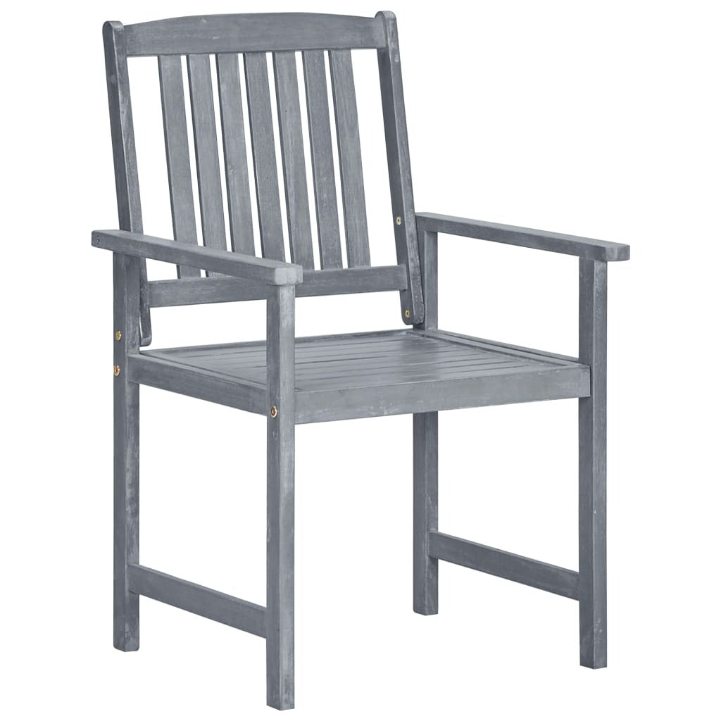 Patio Chairs with Cushions 8 pcs Solid Acacia Wood Gray - Galactic capuchin