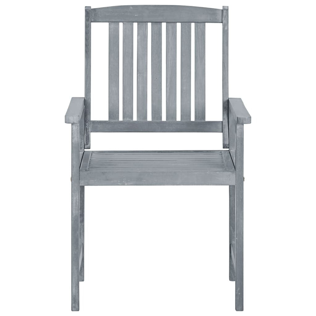 Patio Chairs with Cushions 8 pcs Solid Acacia Wood Gray - Galactic capuchin
