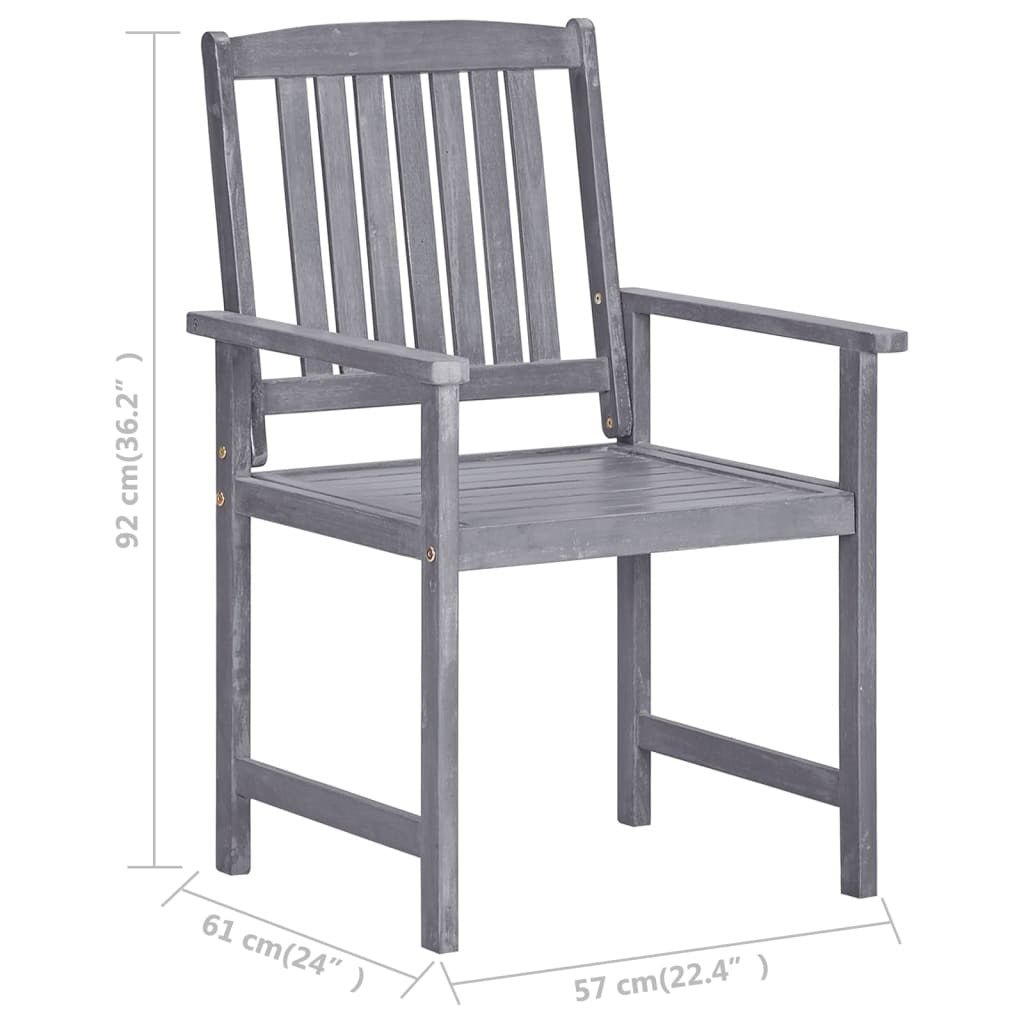 Patio Chairs with Cushions 8 pcs Solid Acacia Wood Gray - Galactic capuchin