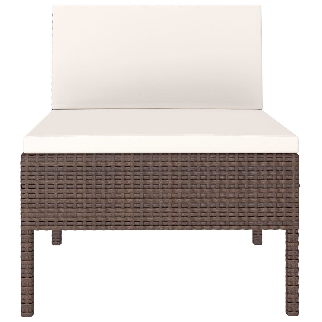 Garden Chair Set of 3 Brown with cream white cushions - Galactic capuchin