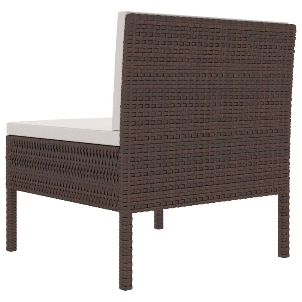 Garden Chair Set of 3 Brown with cream white cushions - Galactic capuchin