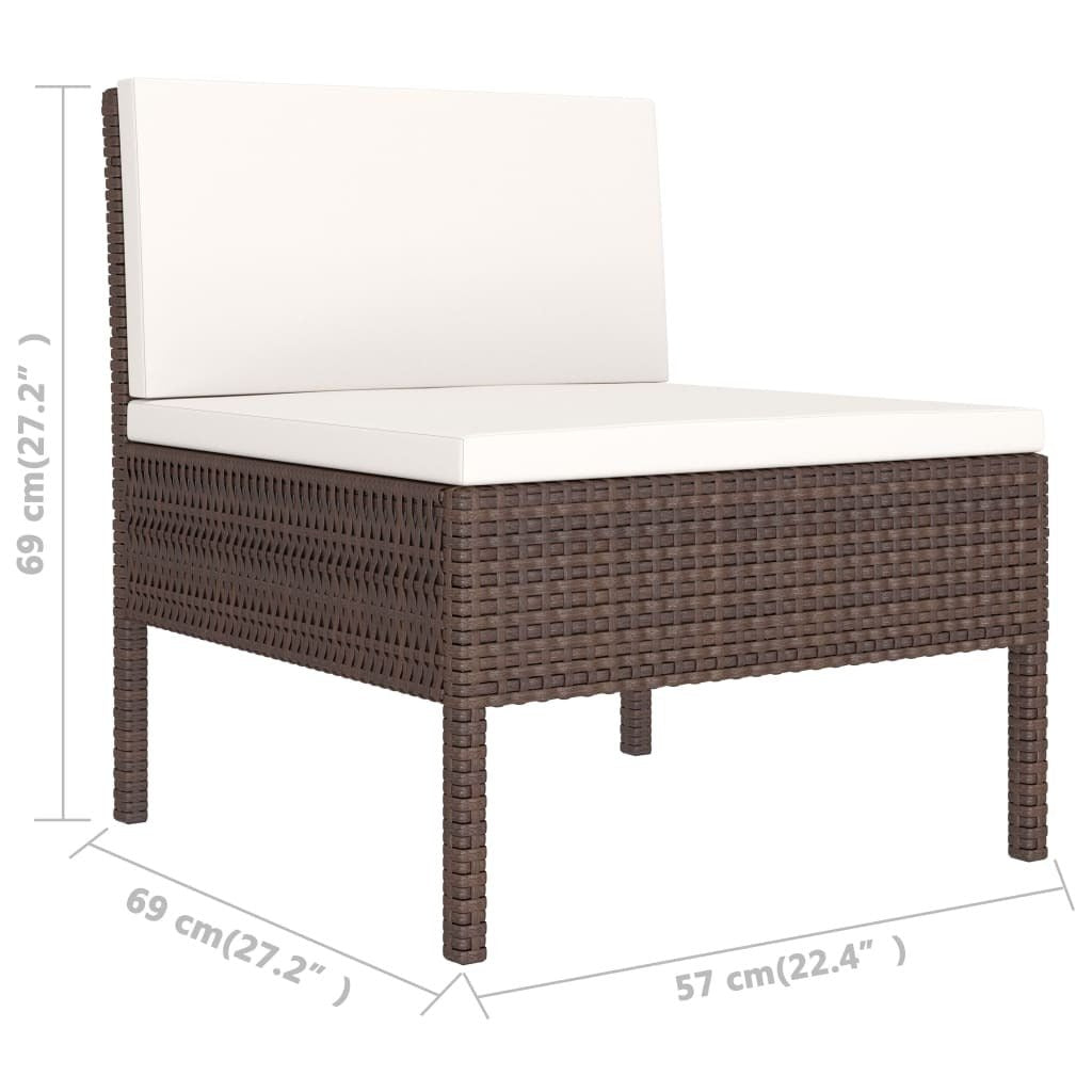 Garden Chair Set of 3 Brown with cream white cushions - Galactic capuchin