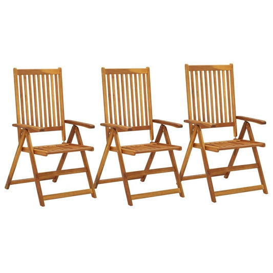 Patio Reclining Chairs 3 pcs Solid Acacia Wood - Galactic capuchin
