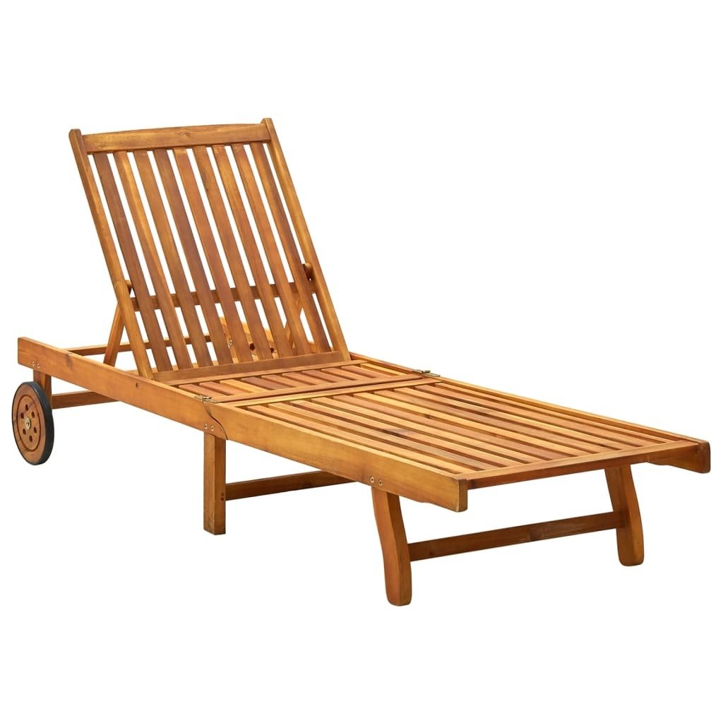Sun Lounger Solid Acacia Wood - Galactic capuchin