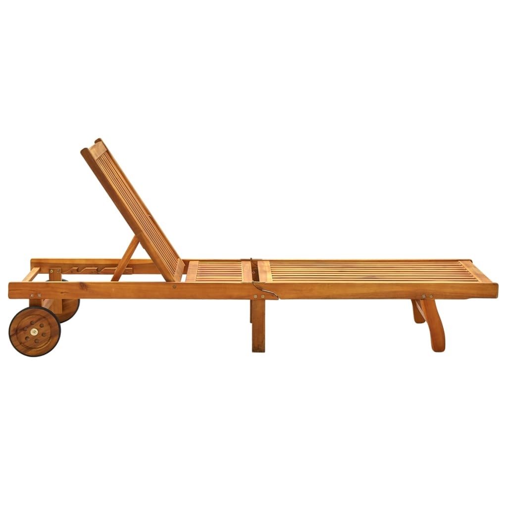 Sun Lounger Solid Acacia Wood - Galactic capuchin