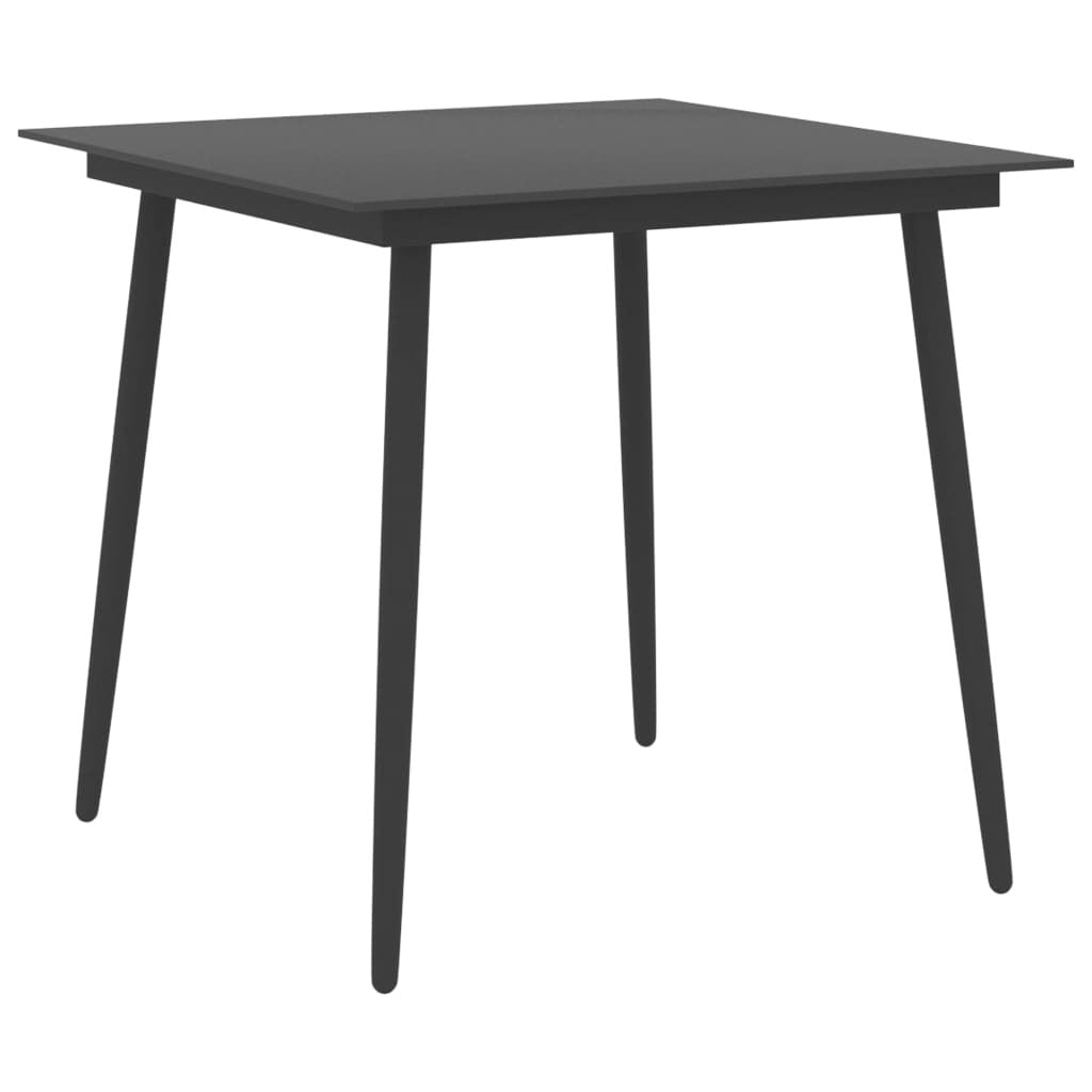Patio Dining Table Black 31.5"x31.5"x29.1" Steel and Glass - Galactic capuchin