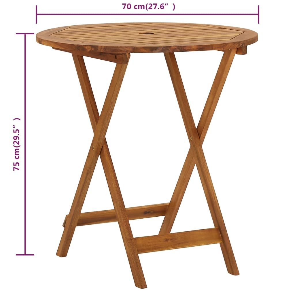 Folding Patio Table 27.6" Solid Acacia Wood - Galactic capuchin