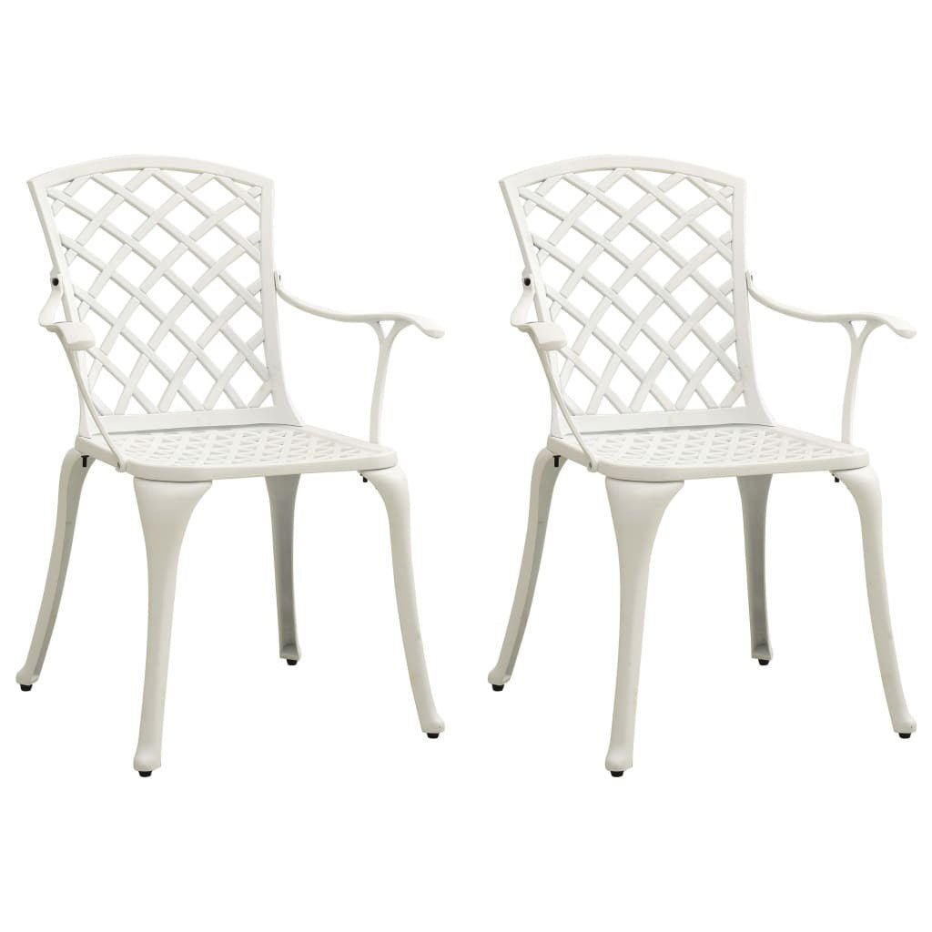 Garden Chair Set of 2 White Cast Aluminum Medium Durable - Galactic capuchin