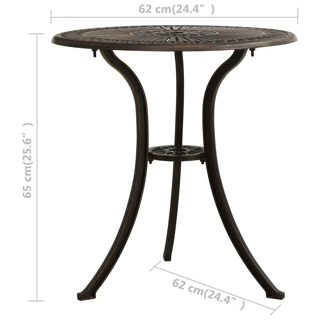 Patio Table Bronze 24.4"x24.4"x25.6" Cast Aluminum - Galactic capuchin