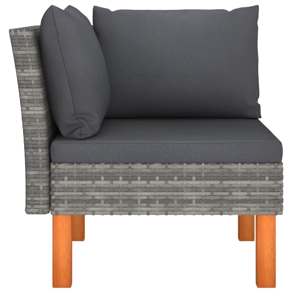 3 Piece Patio Lounge Set Poly Rattan and Solid Eucalyptus Wood - Galactic capuchin
