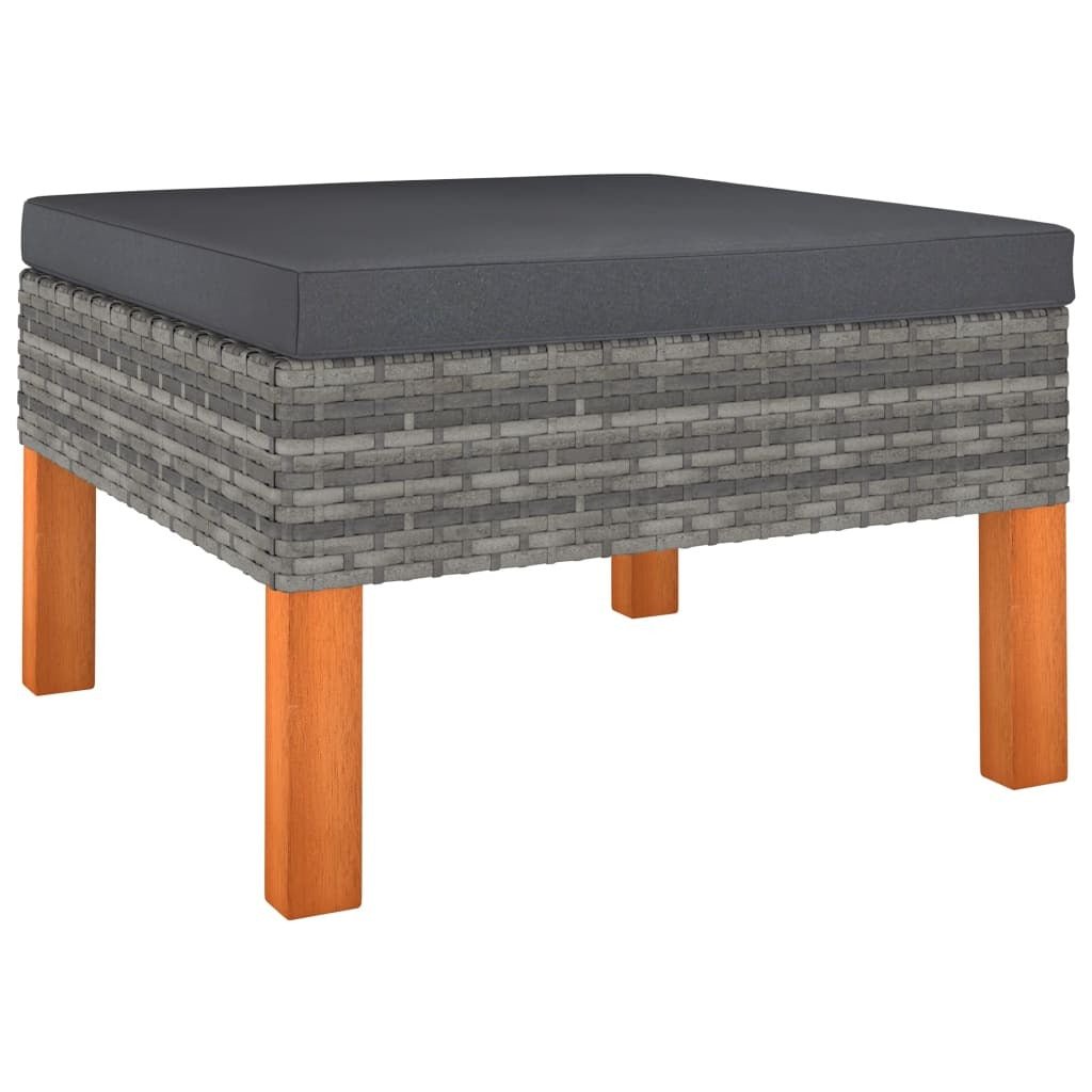 3 Piece Patio Lounge Set Poly Rattan and Solid Eucalyptus Wood - Galactic capuchin