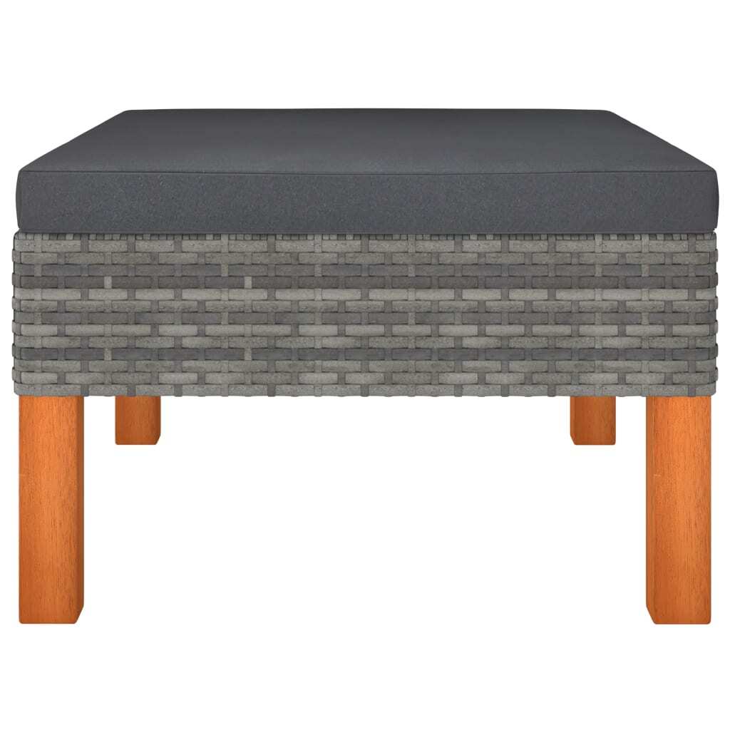 3 Piece Patio Lounge Set Poly Rattan and Solid Eucalyptus Wood - Galactic capuchin