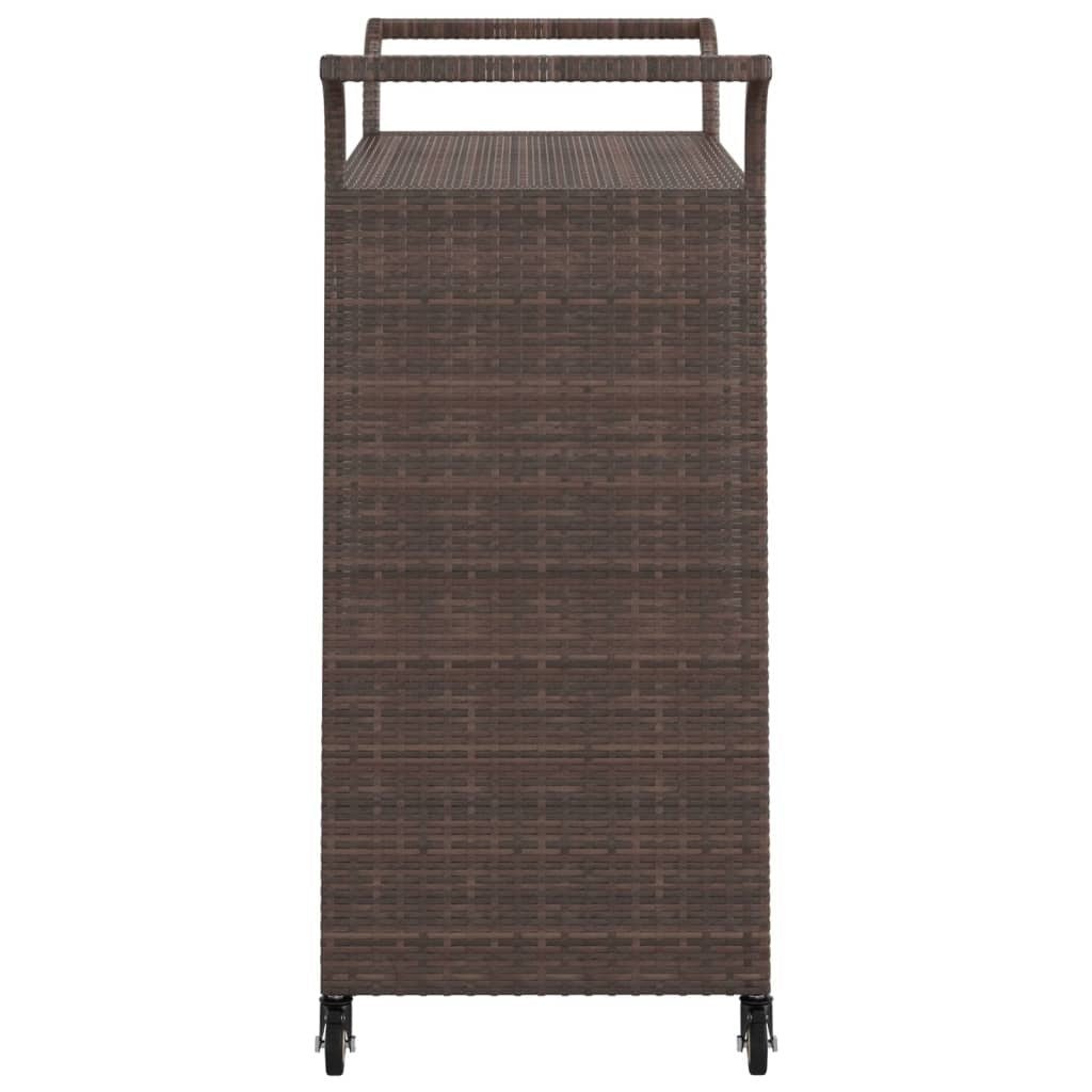 Bar Cart with Drawer Brown 39.4"x17.7"x38.2" Poly Rattan - Galactic capuchin
