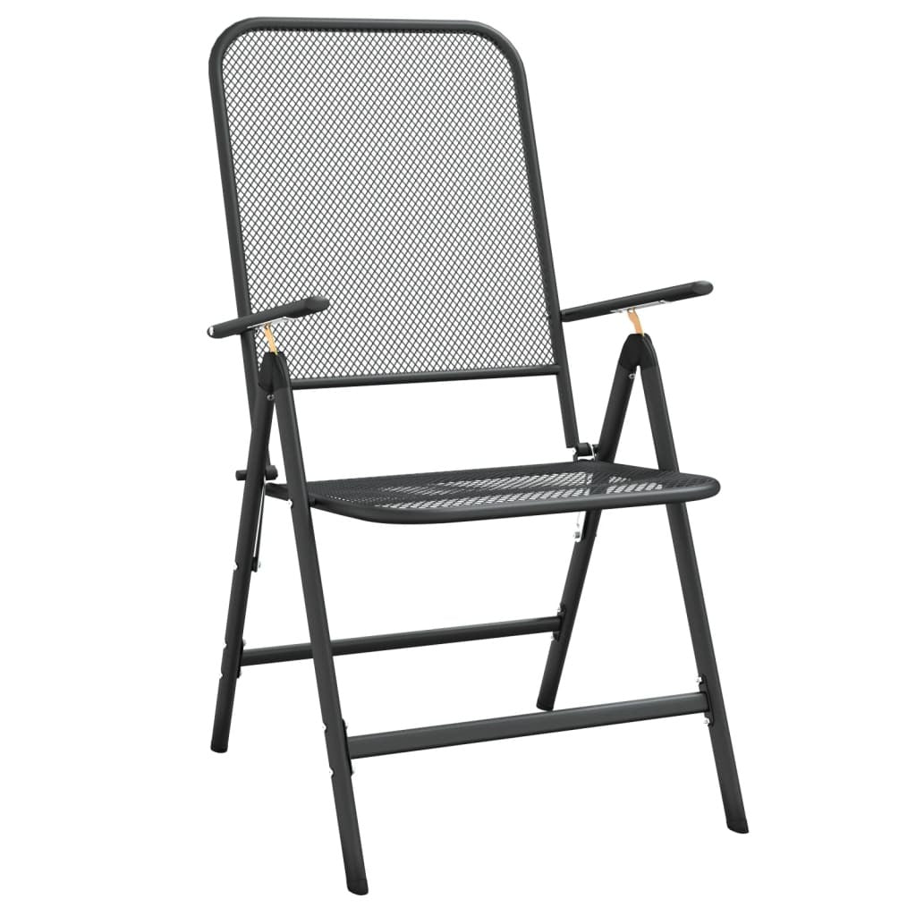 Folding Patio Chairs 2 pcs Expanded Metal Mesh Anthracite - Galactic capuchin
