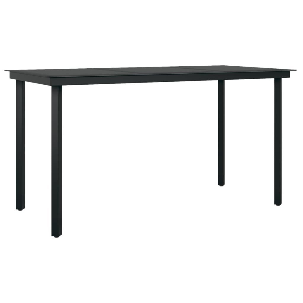 Patio Dining Table Black 55.1"x27.6"x29.1" Steel and Glass - Galactic capuchin