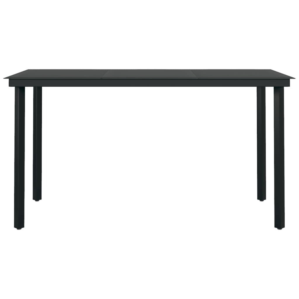 Patio Dining Table Black 55.1"x27.6"x29.1" Steel and Glass - Galactic capuchin