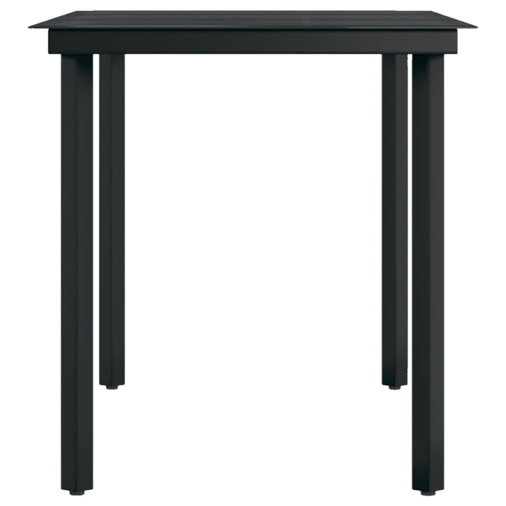 Patio Dining Table Black 55.1"x27.6"x29.1" Steel and Glass - Galactic capuchin