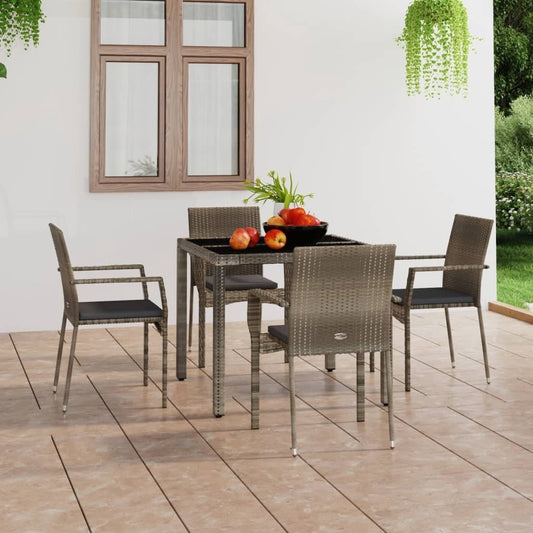 Patio Chairs with Cushions 4 pcs Poly Rattan Gray - Galactic capuchin